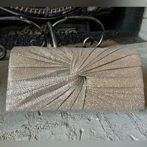 Evening Bag Gold Glitter Knot Clutch